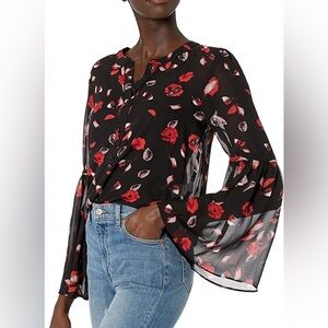 Kensie Floating Petals Top Size Large